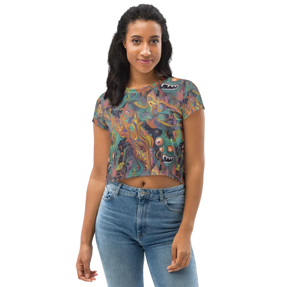 Neon Menagerie on Crop Tee — Front