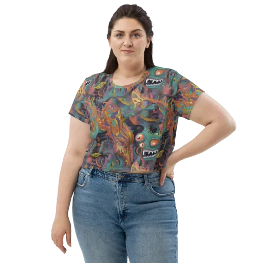 Neon Menagerie on a Crop Tee