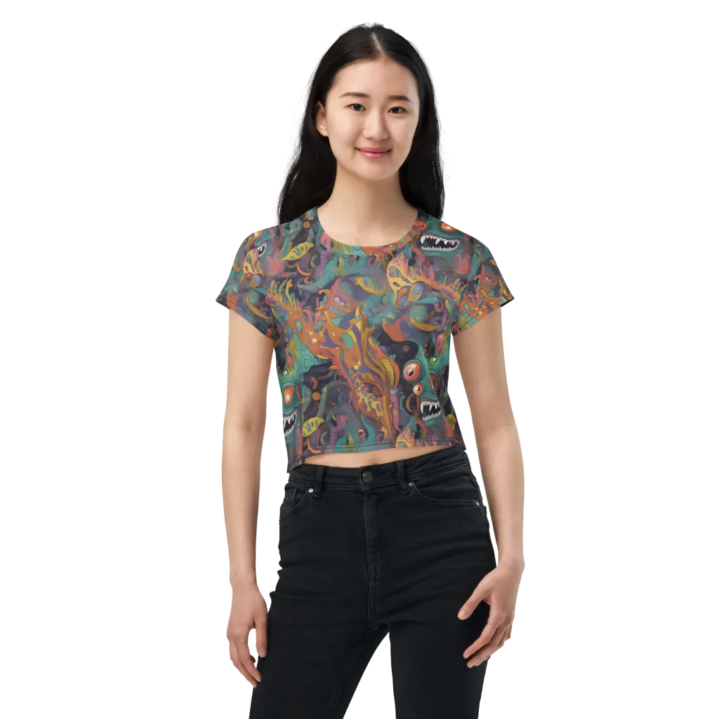 Neon Menagerie on Crop Tee — Front