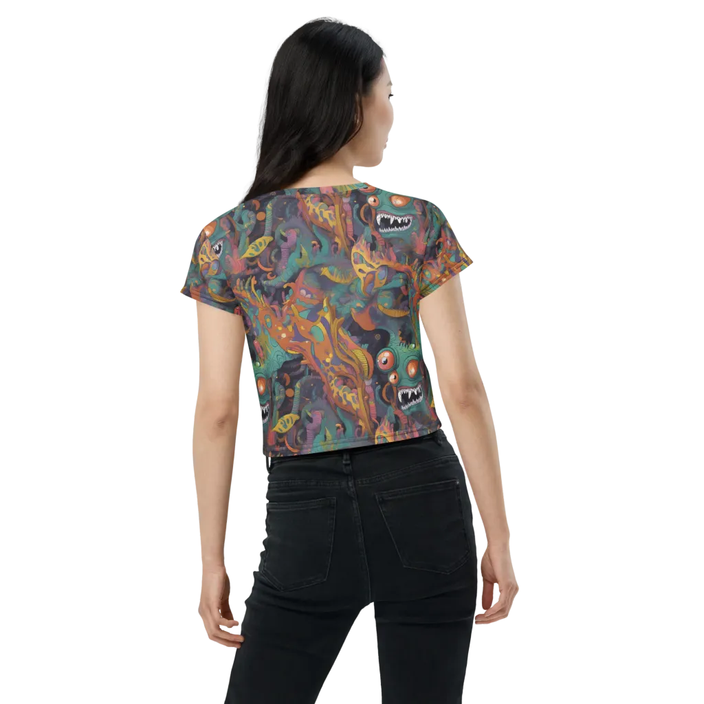 Neon Menagerie on Crop Tee — Back