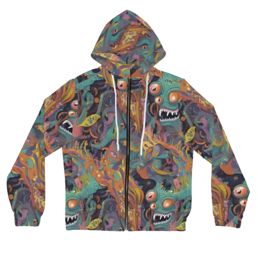 Neon Menagerie on a Women's Full-Zip Hoodie