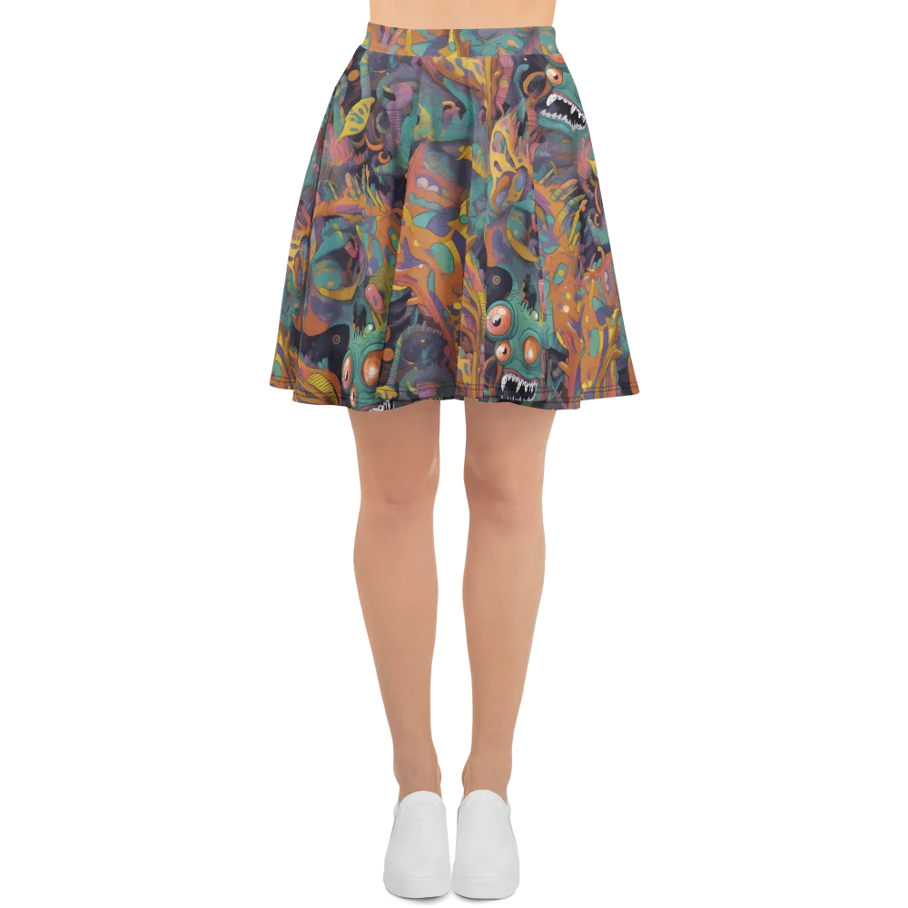 Neon Menagerie on Skater Skirt — Front