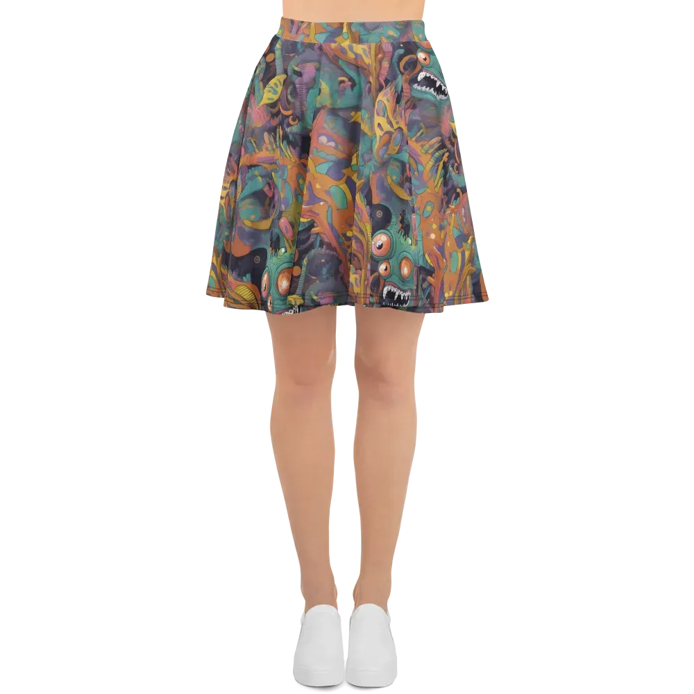 Neon Menagerie on Skater Skirt — Front