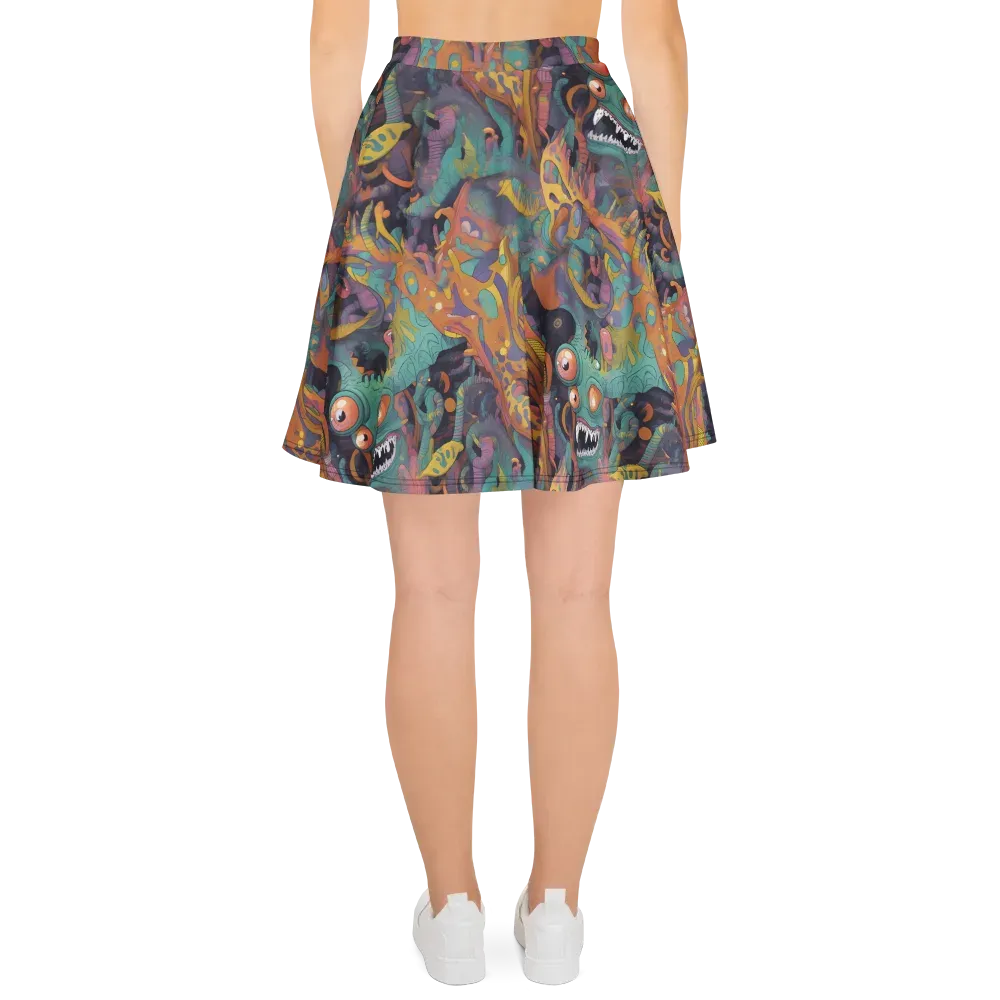 Neon Menagerie on Skater Skirt — Back