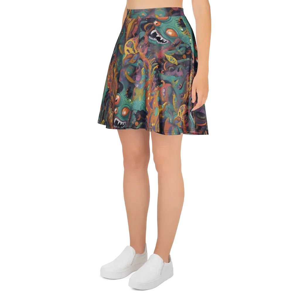 Neon Menagerie on Skater Skirt — Left