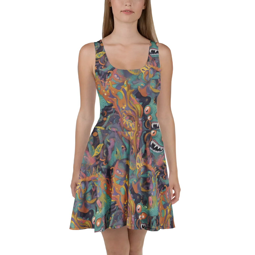 Neon Menagerie on Skater Dress — Front