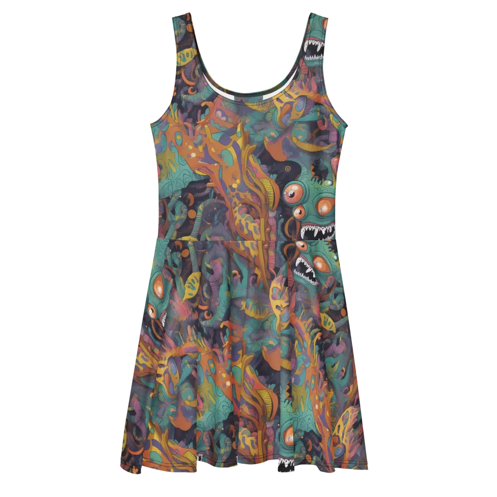 Neon Menagerie on Skater Dress — Front