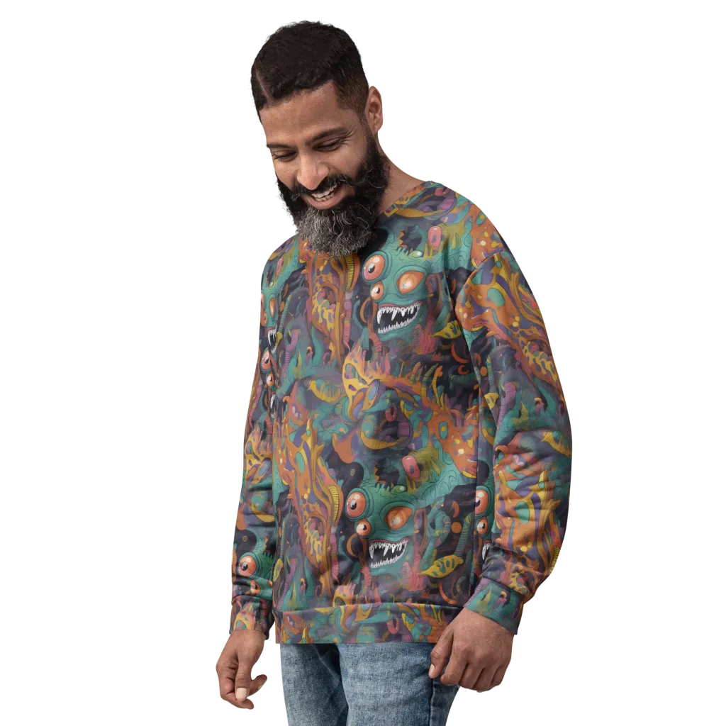 Neon Menagerie on Sweatshirt — Left Front