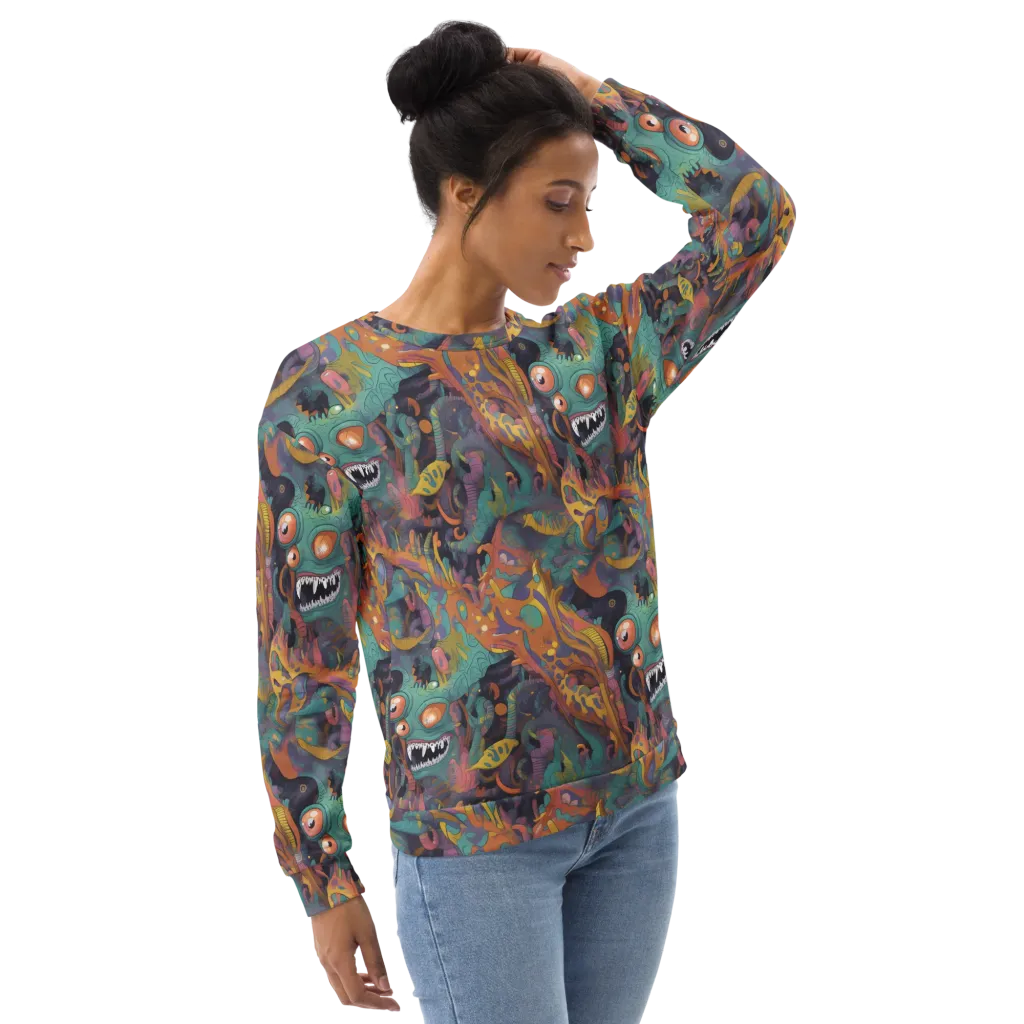 Neon Menagerie on Sweatshirt — Right Front
