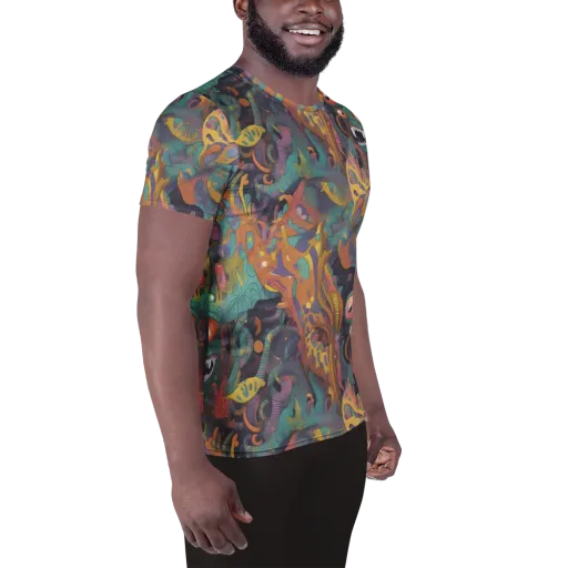 Neon Menagerie on a Men's Athletic T-Shirt
