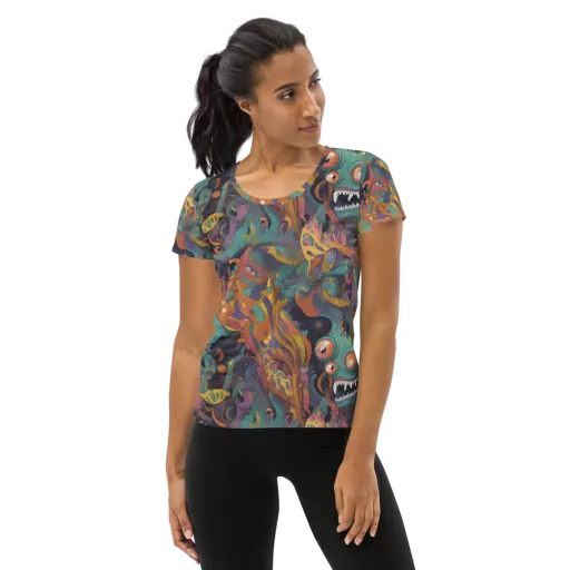 Neon Menagerie on a Women's Athletic T-Shirt