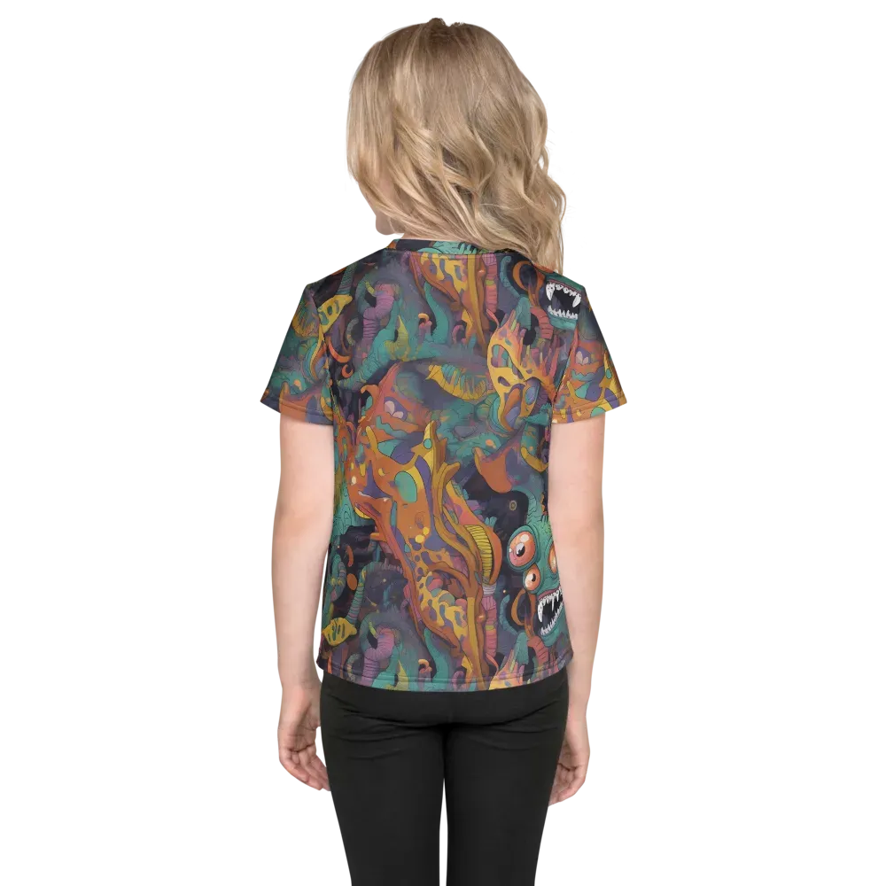 Neon Menagerie on Kids Crew Neck T-Shirt — Back