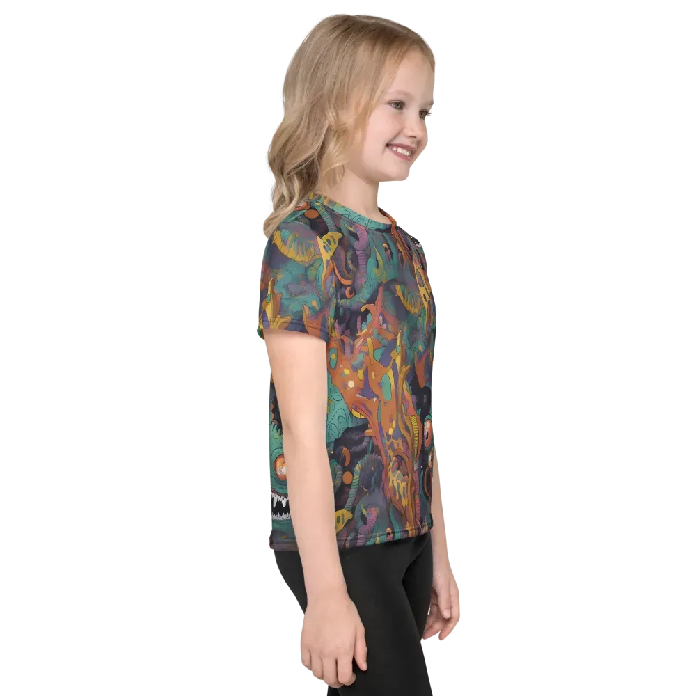 Neon Menagerie on Kids Crew Neck T-Shirt — Right