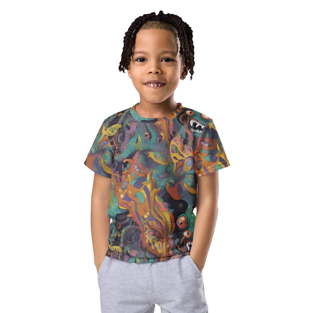 Neon Menagerie on Kids Crew Neck T-Shirt — Front