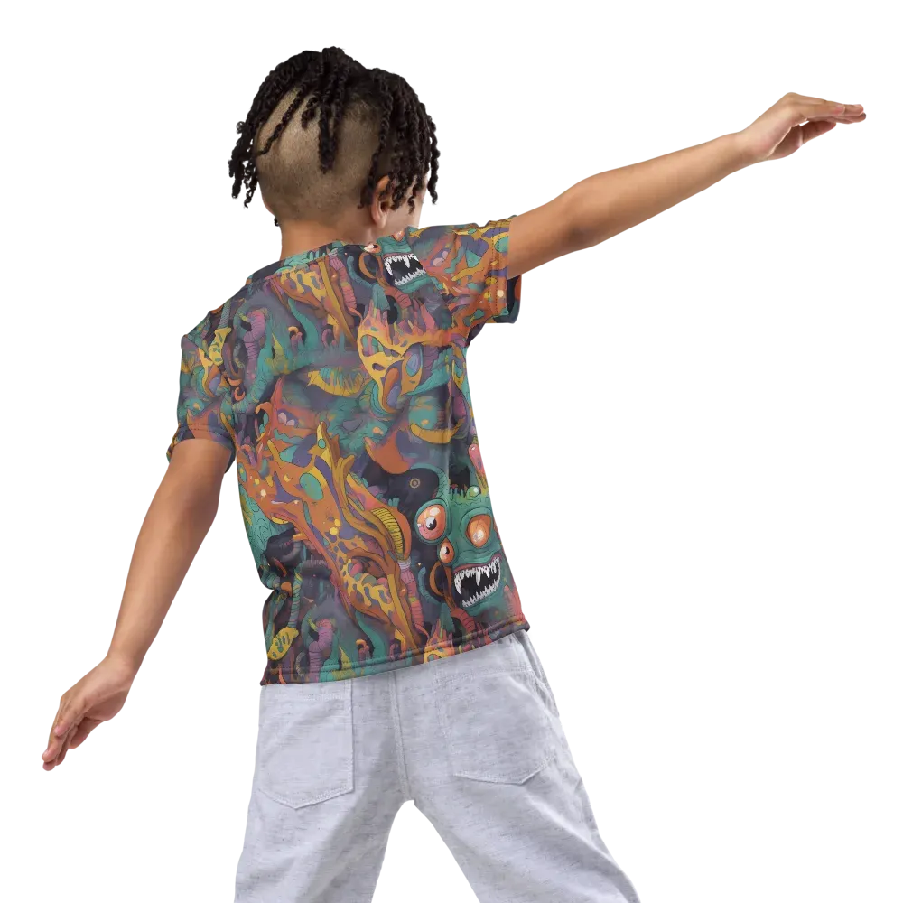 Neon Menagerie on Kids Crew Neck T-Shirt — Back