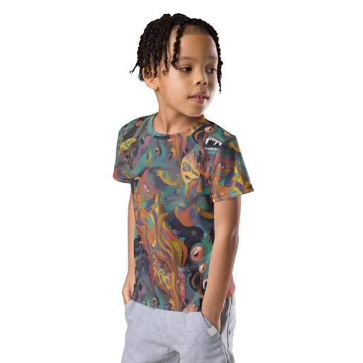 Neon Menagerie on a Kids Crew Neck T-Shirt