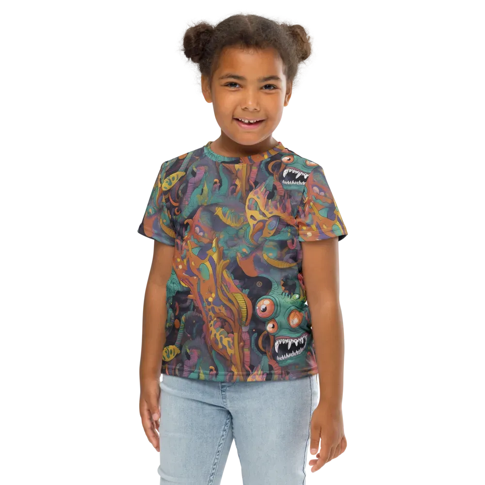 Neon Menagerie on Kids Crew Neck T-Shirt — Front