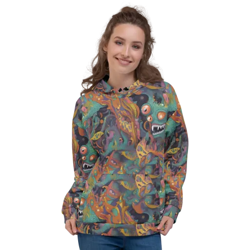 Neon Menagerie on a Hoodie