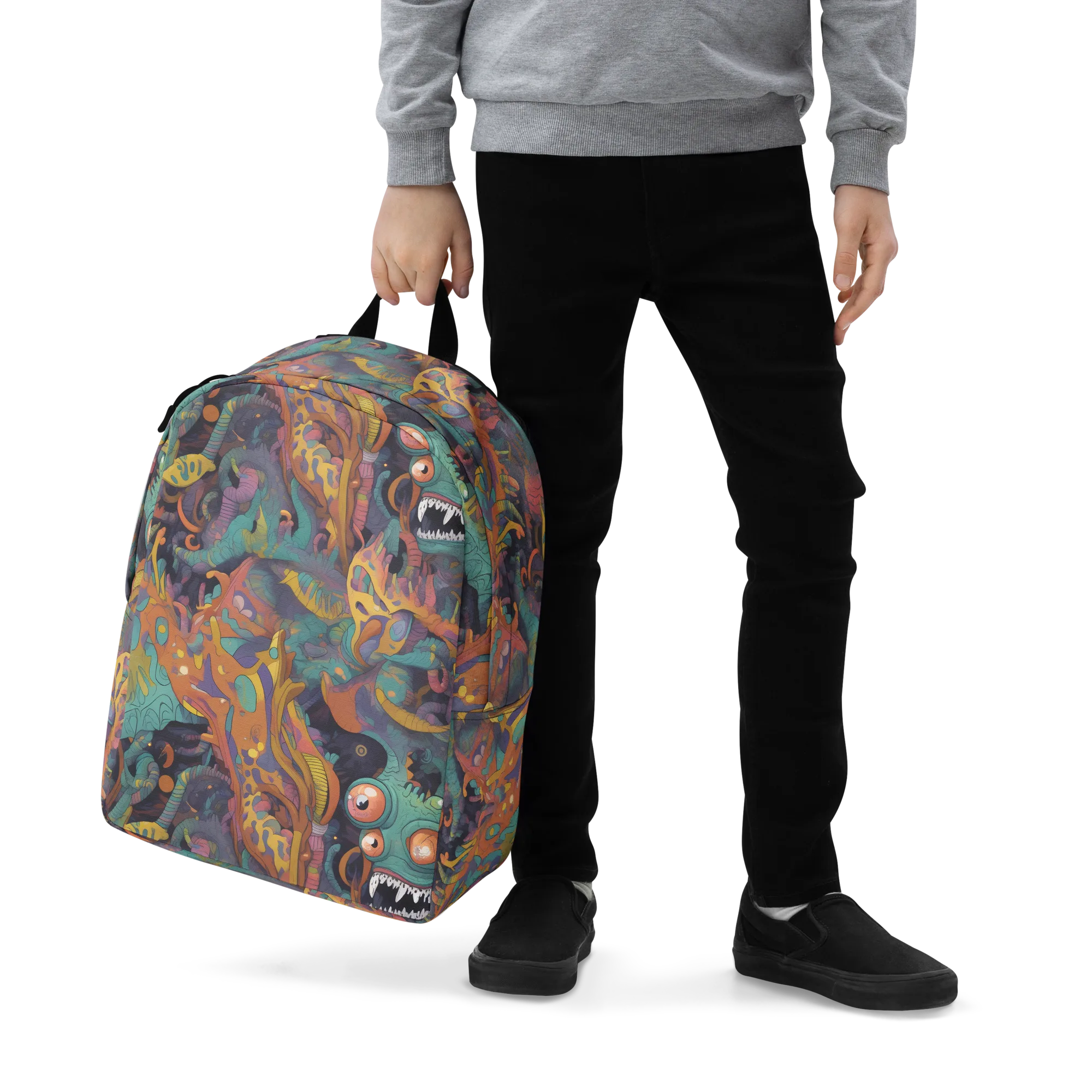 Neon Menagerie on Minimalist Backpack — Zoomed-in