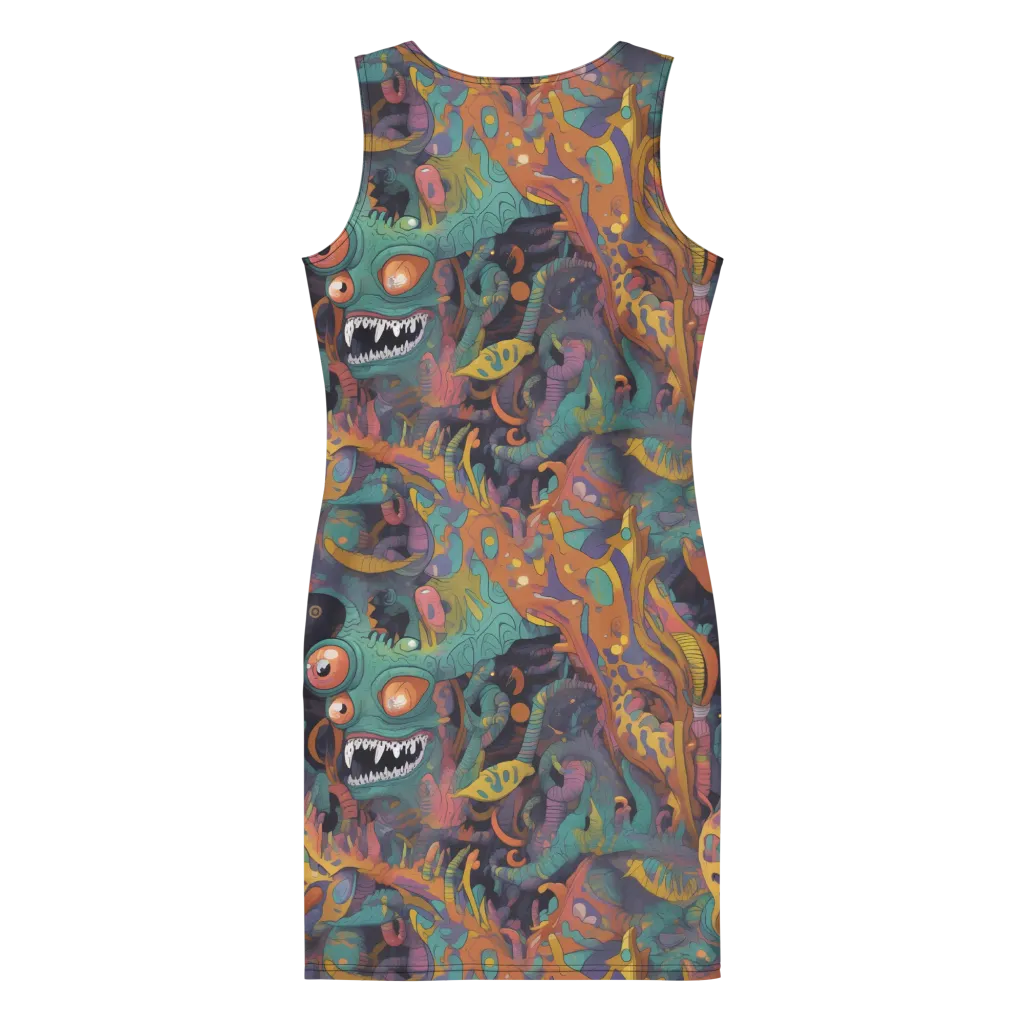 Neon Menagerie on Bodycon Dress — Back