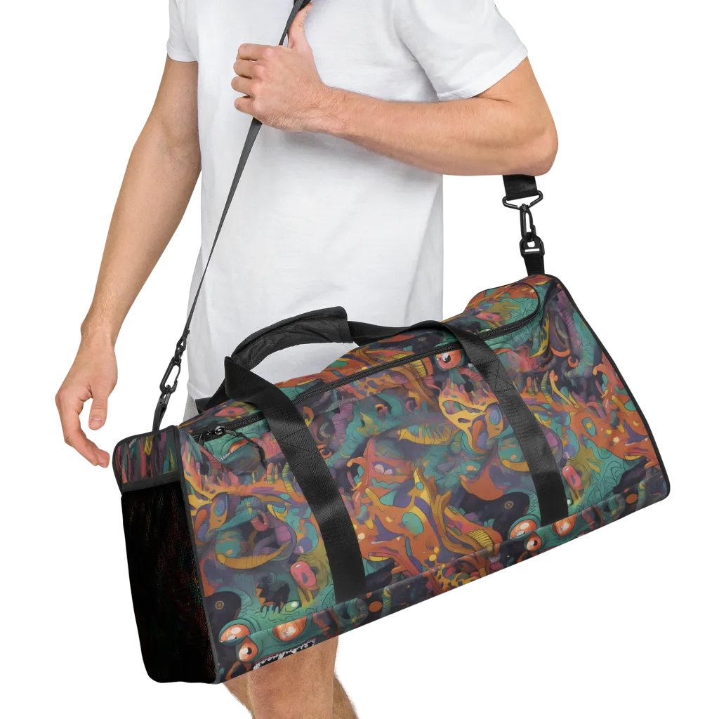 Neon Menagerie on Duffle Bag — Right Front