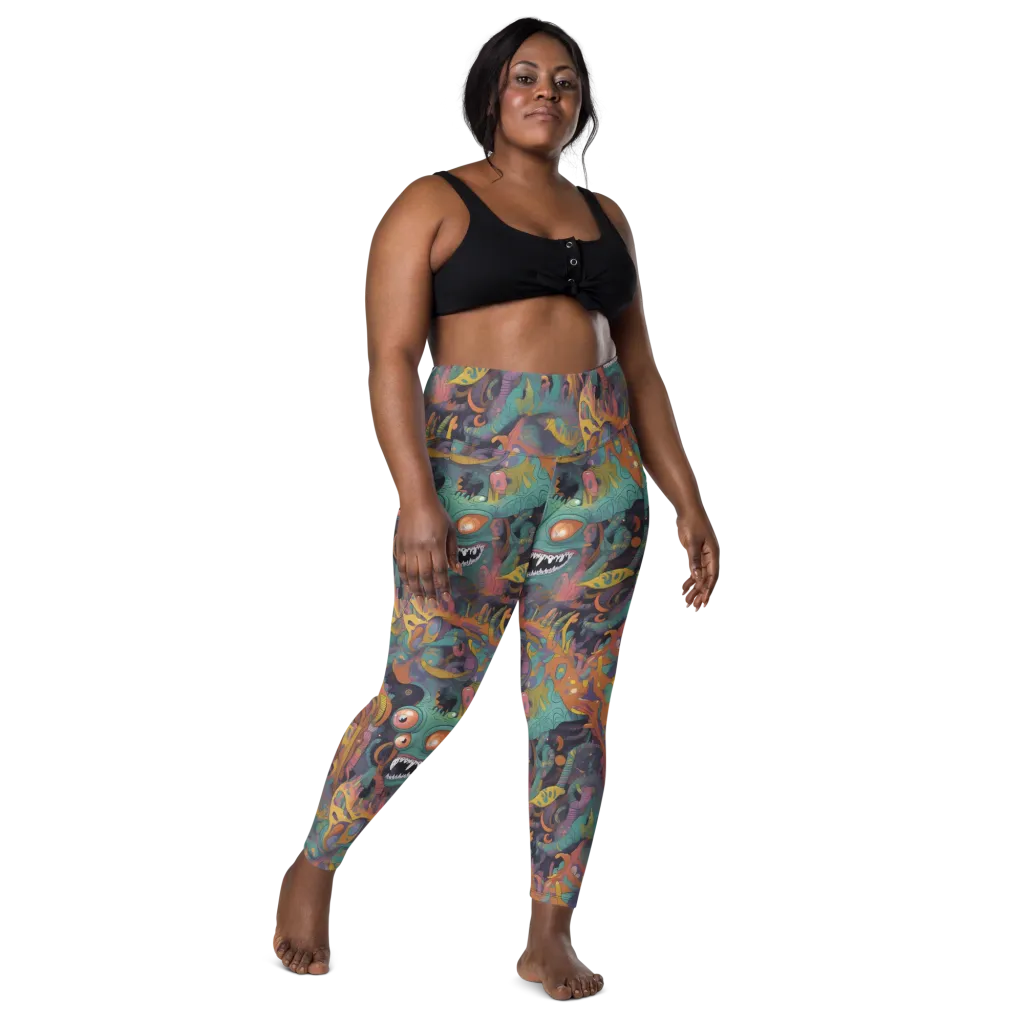 Neon Menagerie on Leggings with Pockets — Front