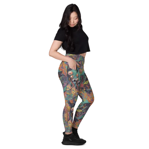 Neon Menagerie on a Leggings with Pockets