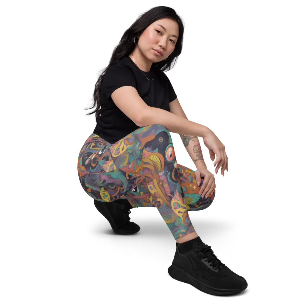 Neon Menagerie on Leggings with Pockets — Right Front