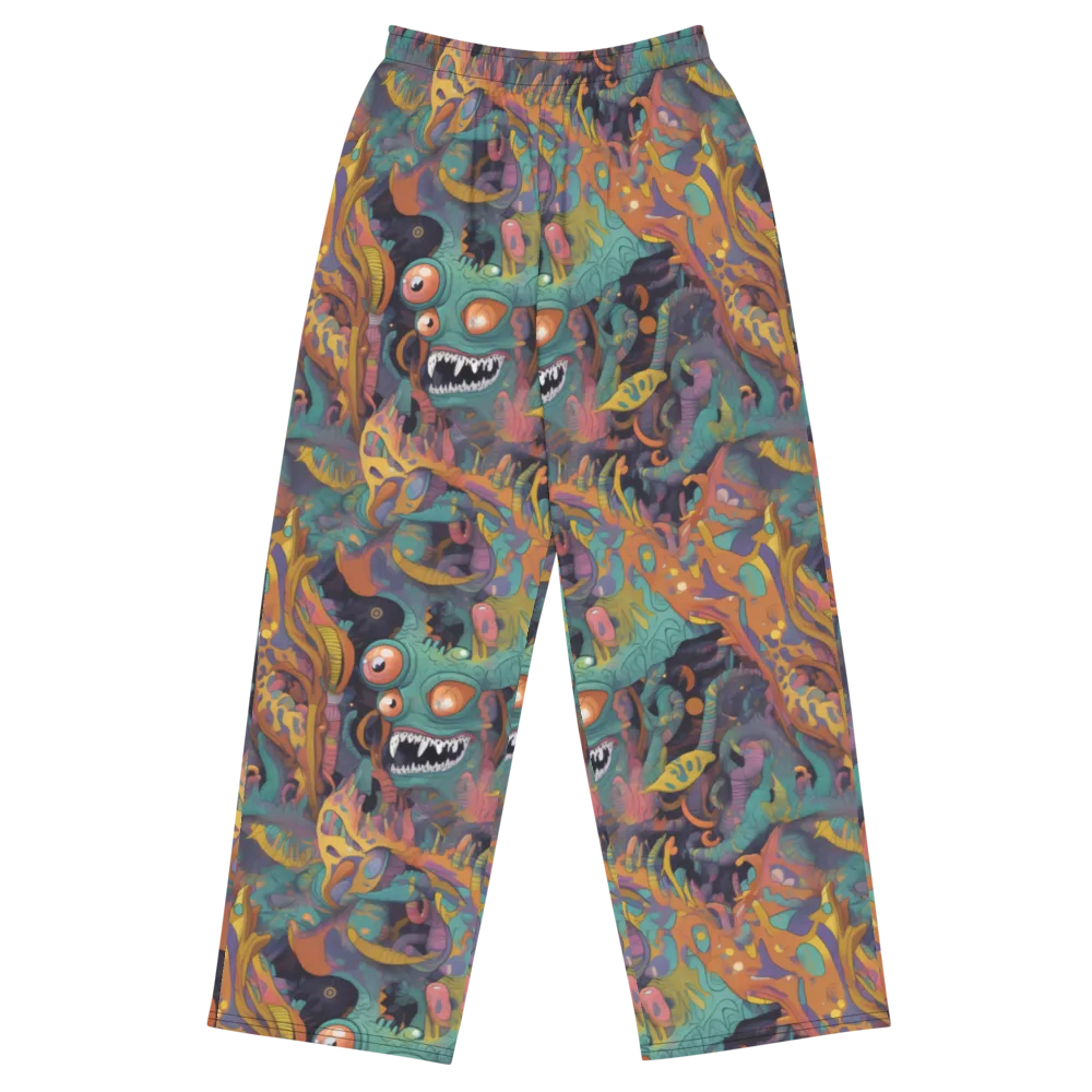 Neon Menagerie on Wide-Leg Pants — Front