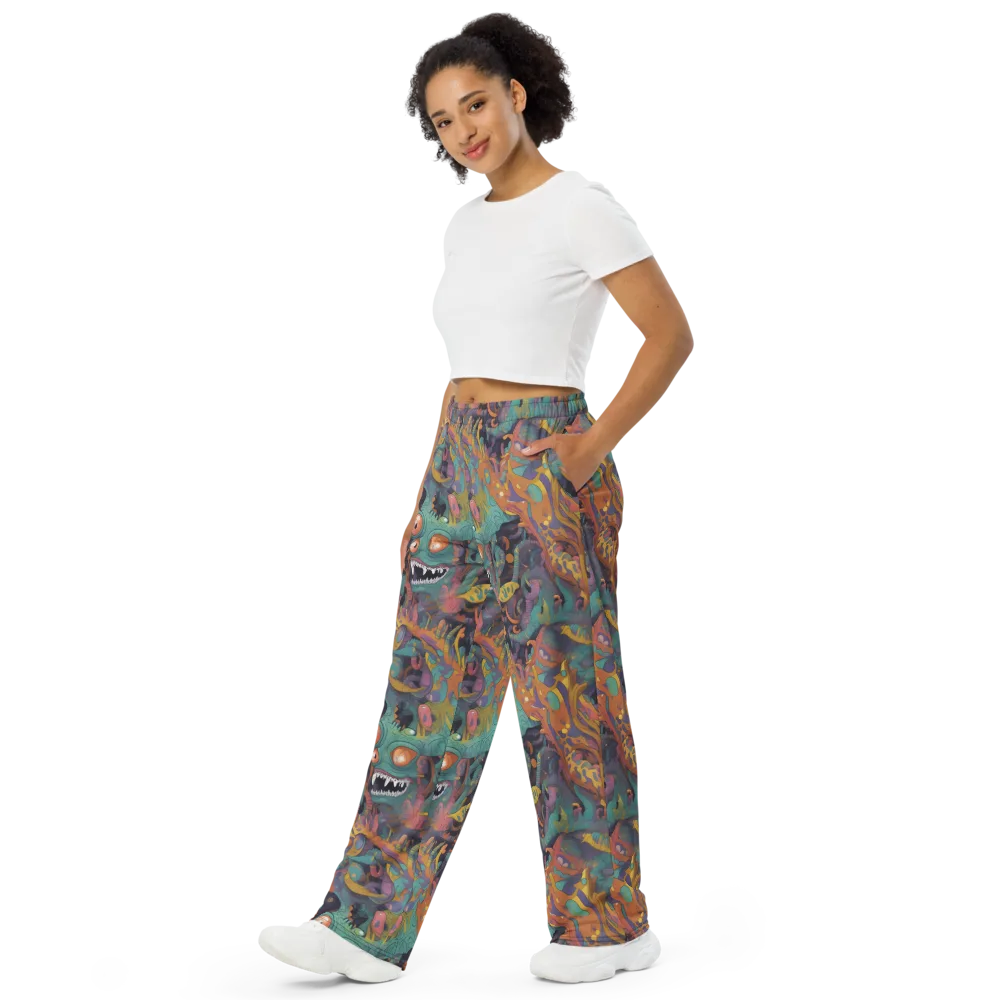 Neon Menagerie on Wide-Leg Pants — Left Front
