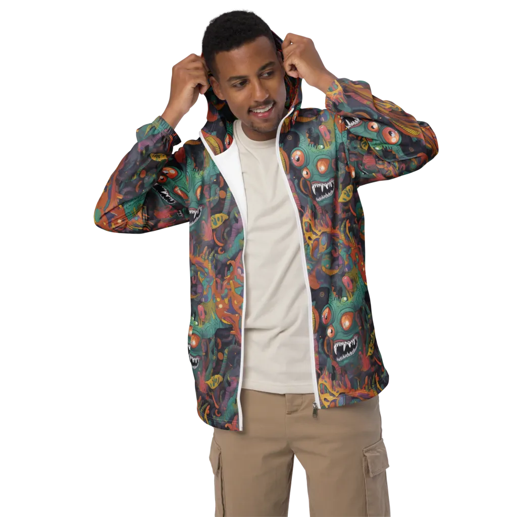 Neon Menagerie on Men's Windbreaker — Front