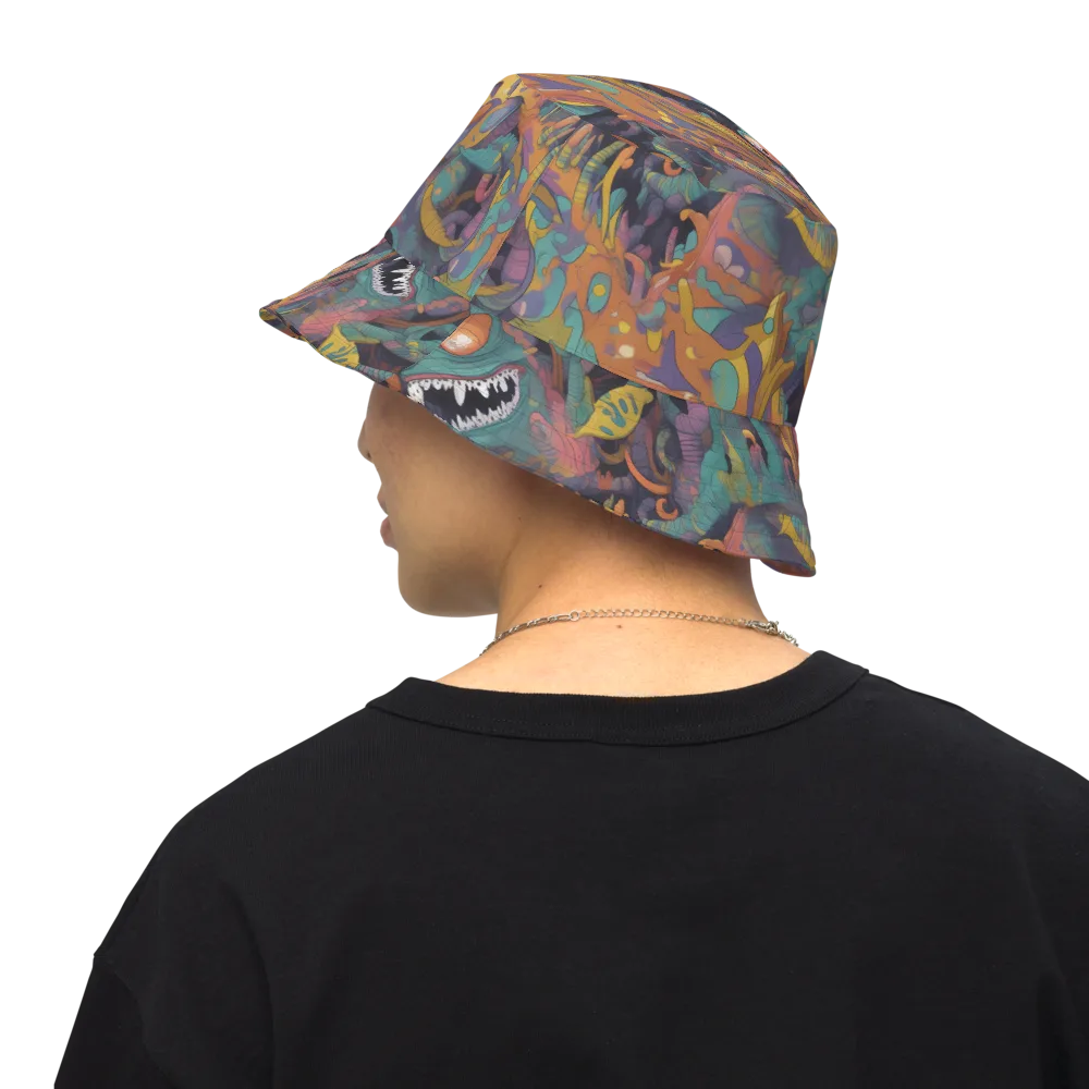 Neon Menagerie on Reversible Bucket Hat — Back Inside