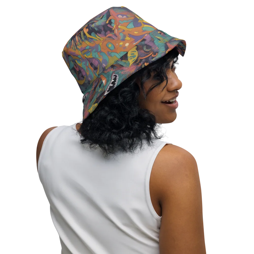 Neon Menagerie on Reversible Bucket Hat — Right Outside