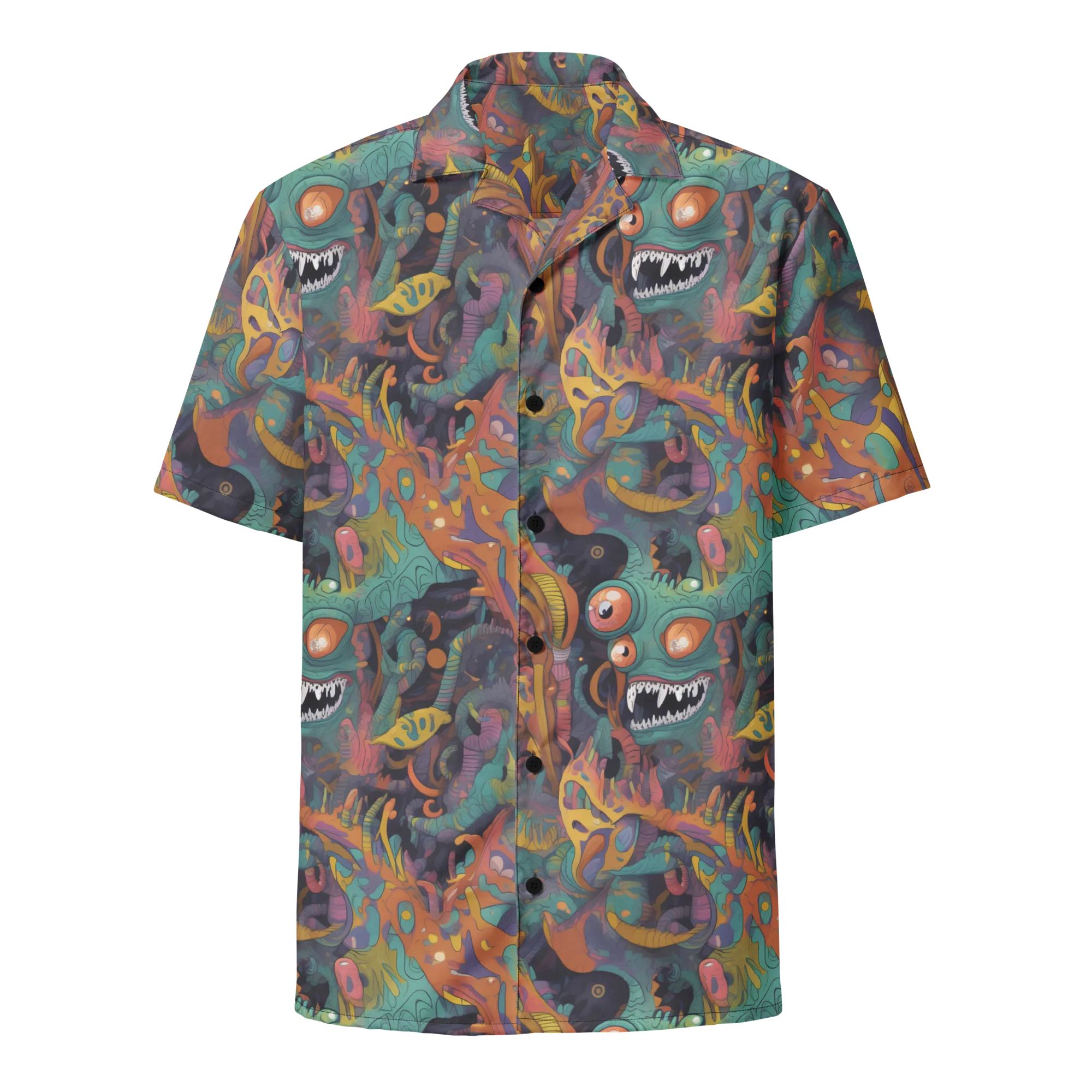 Neon Menagerie on Button Shirt — Front