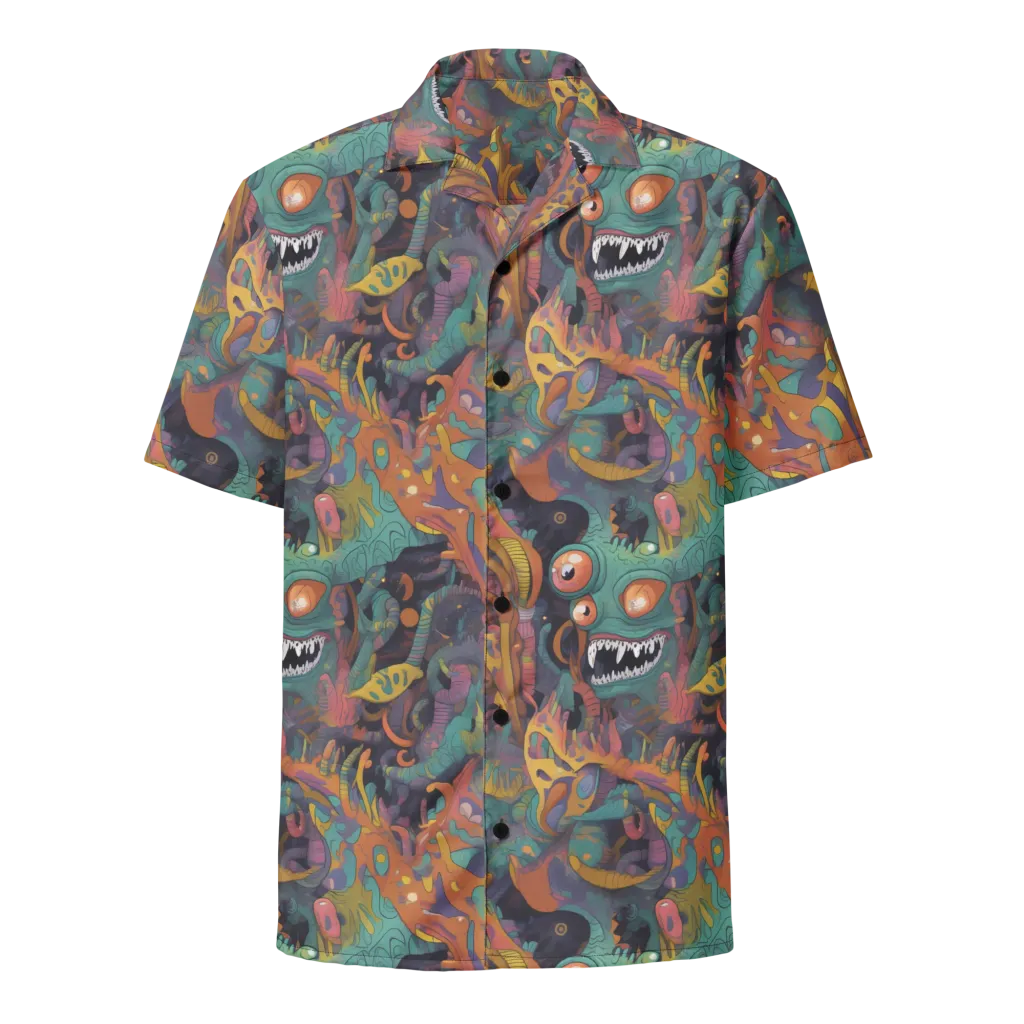 Neon Menagerie on Button Shirt — Front