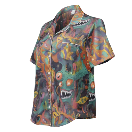Neon Menagerie on a Women's Short Sleeve Pajama Top