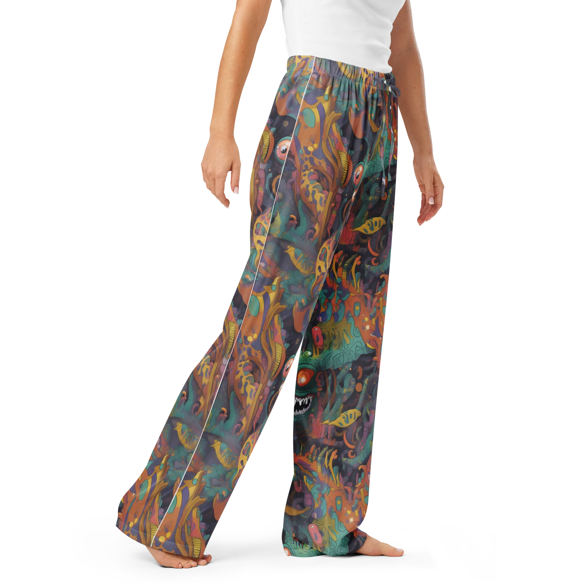 Neon Menagerie on Women's Pajama Pants — Right Front