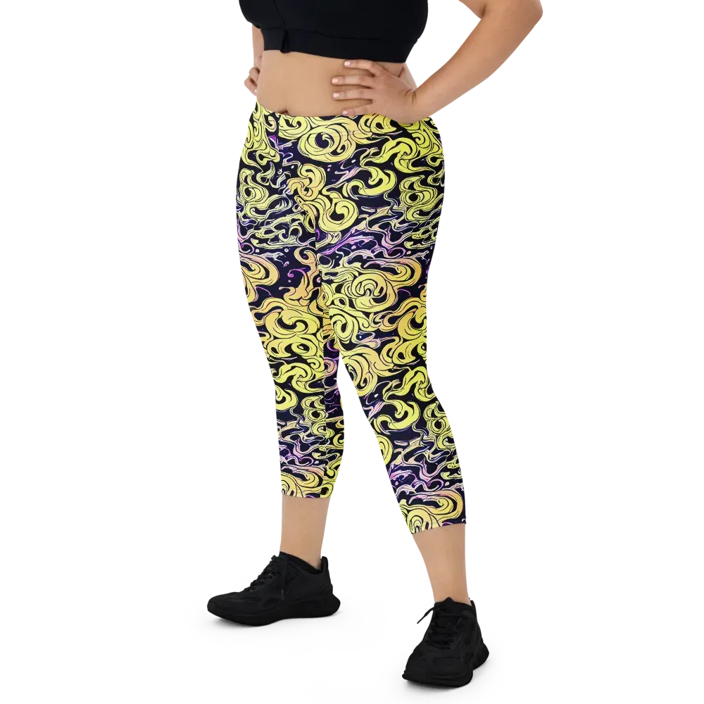 Lucid Swirl on Capri Leggings — Front