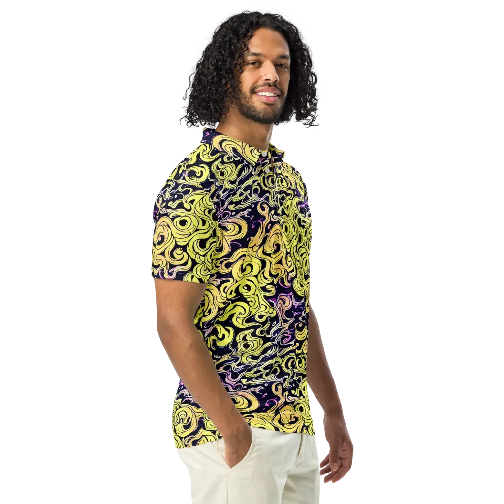 Lucid Swirl on Men's Slim Fit Polo Shirt — Right Front