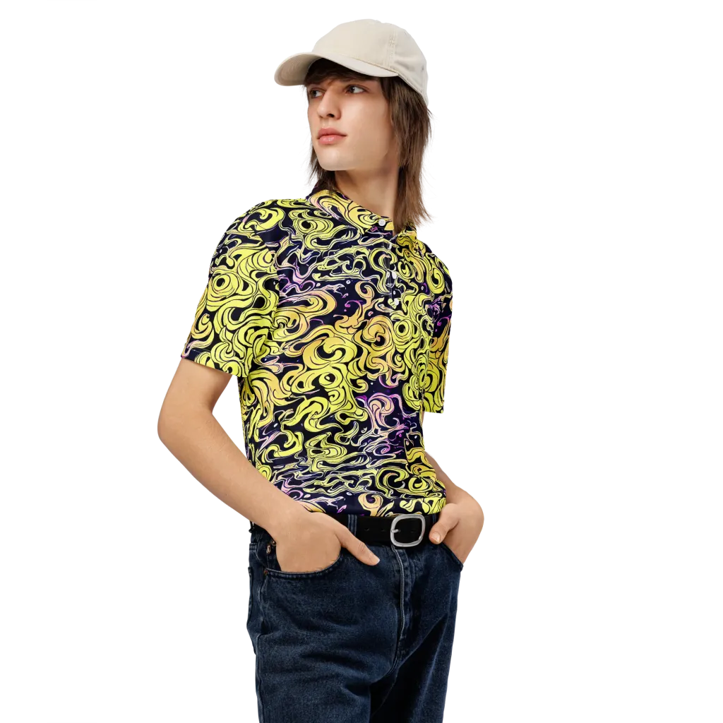 Lucid Swirl on Men's Slim Fit Polo Shirt — Right Front