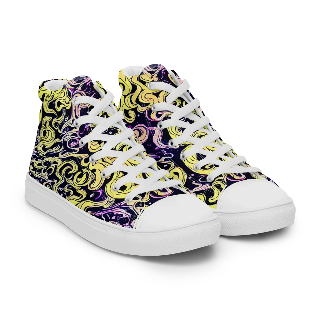 Lucid Swirl on Women's High Top Canvas Shoes — Right Front