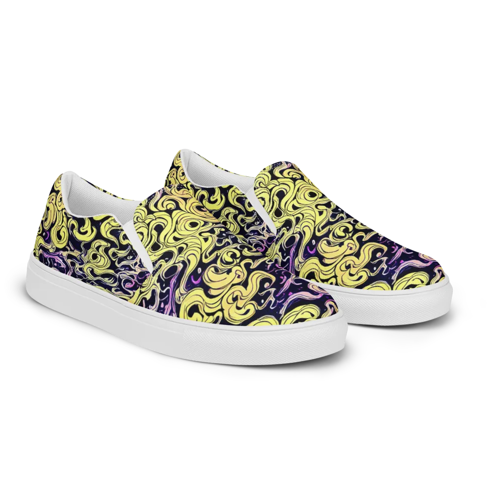 Lucid Swirl on Men's Slip-On Canvas Shoes — Right Front