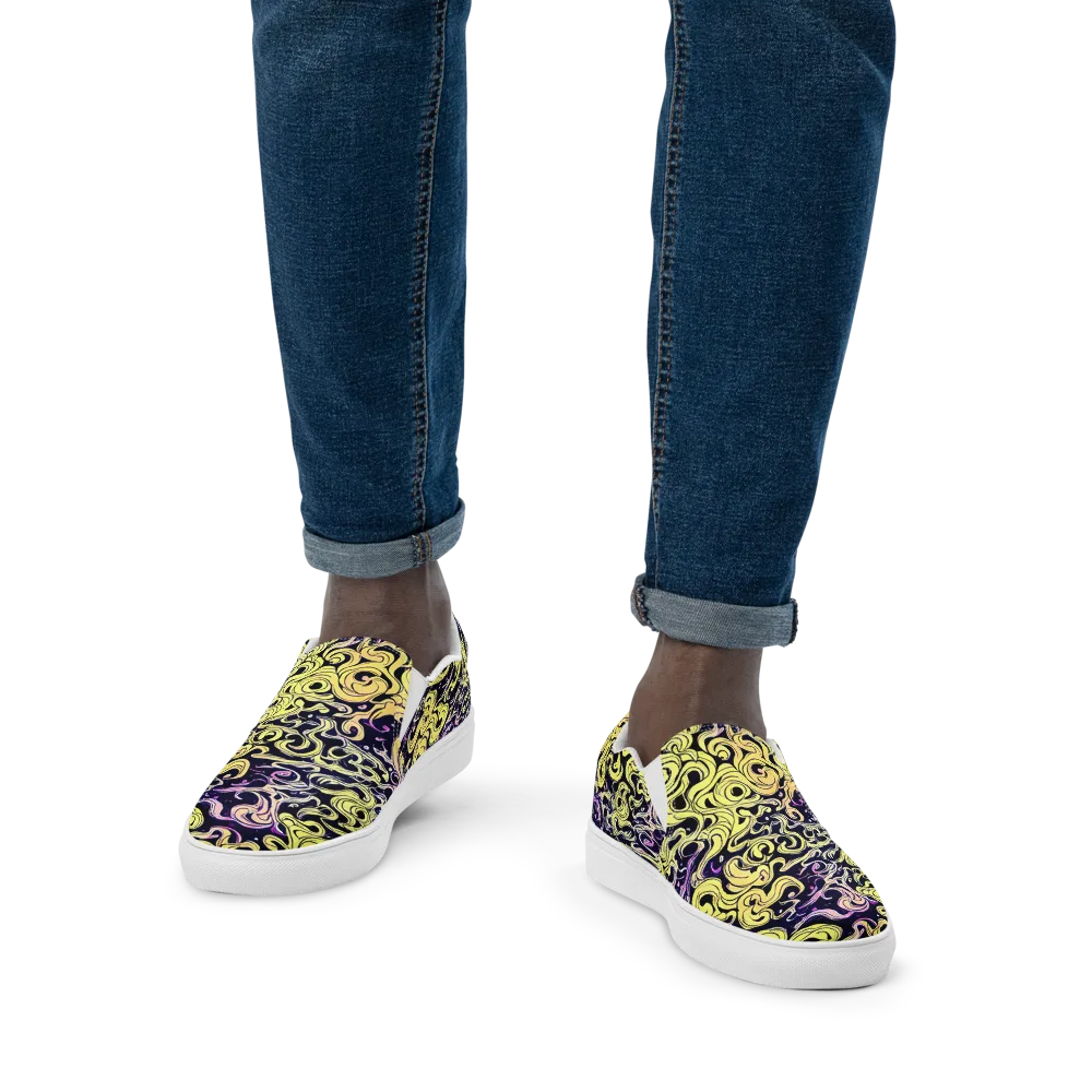 Lucid Swirl on Men's Slip-On Canvas Shoes — Front