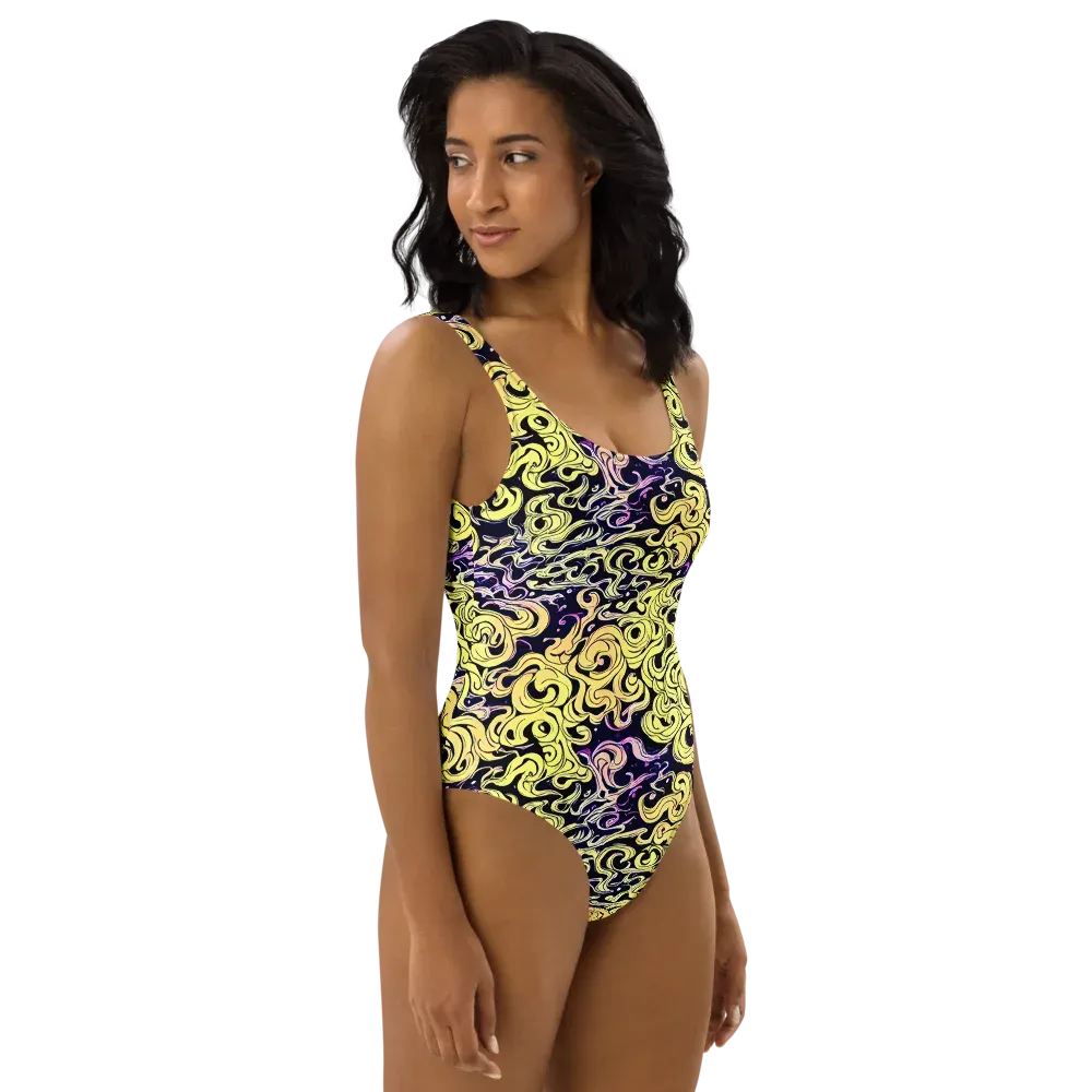 Lucid Swirl on One-Piece Swimsuit — Right