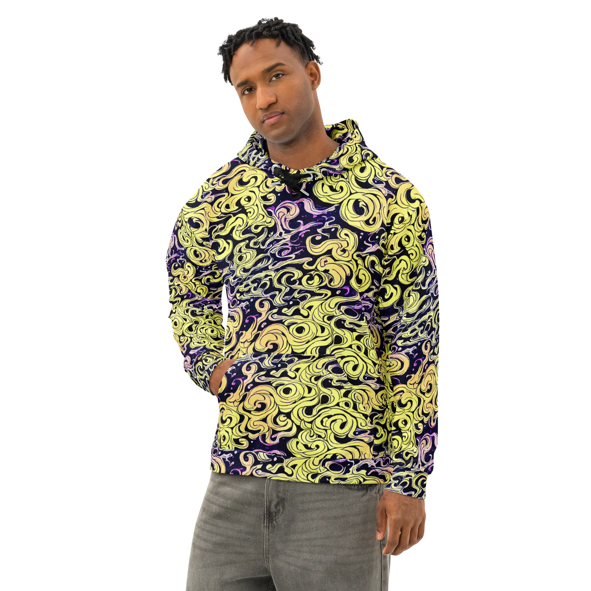 Lucid Swirl on Cotton Hoodie — Left Front