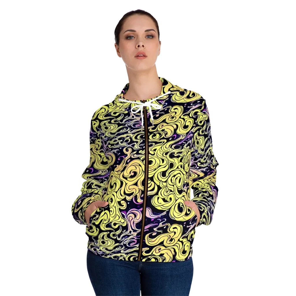 Lucid Swirl on Women's Full-Zip Hoodie — Front On Person