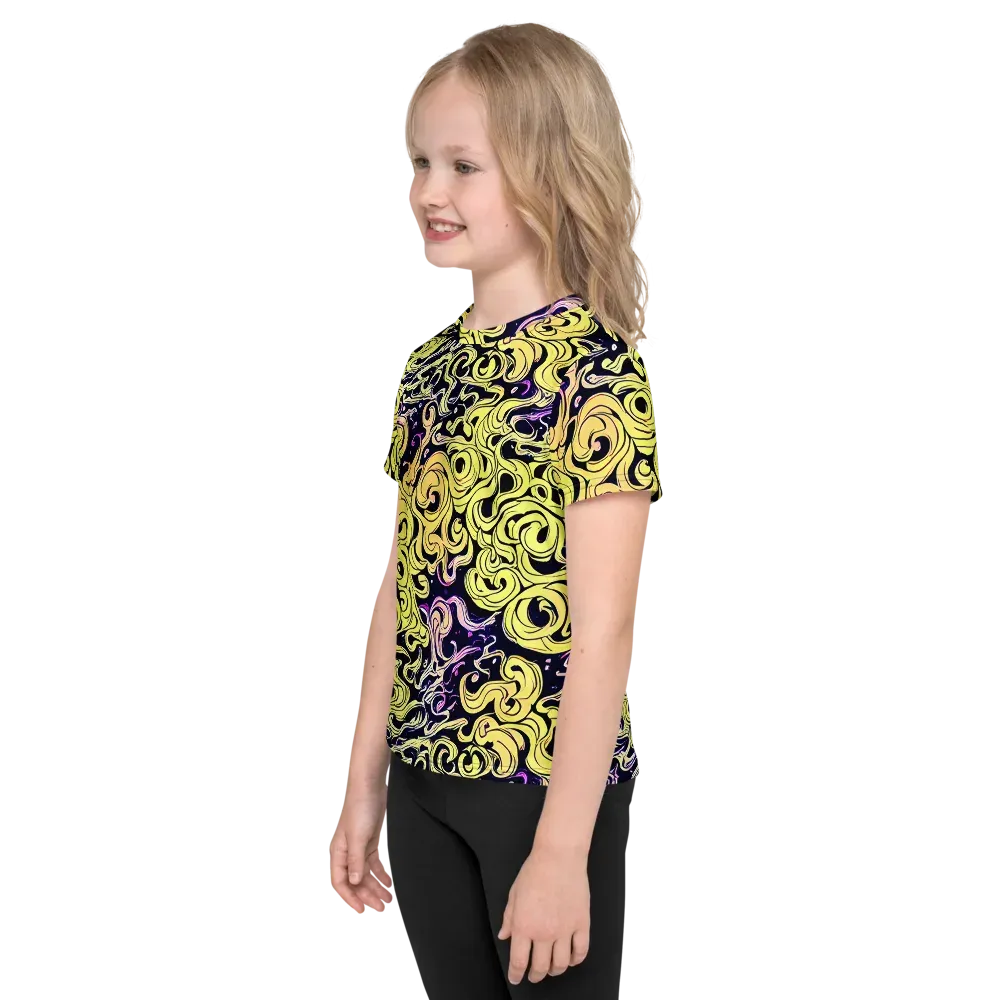 Lucid Swirl on Kids Crew Neck T-Shirt — Left