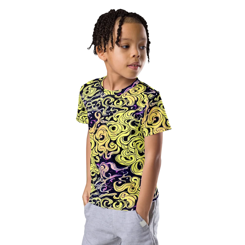 Lucid Swirl on Kids Crew Neck T-Shirt — Left Front