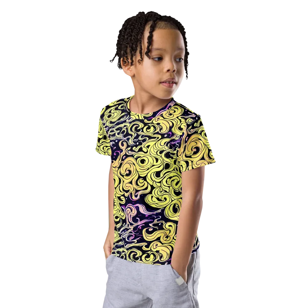 Lucid Swirl on Kids Crew Neck T-Shirt — Left Front