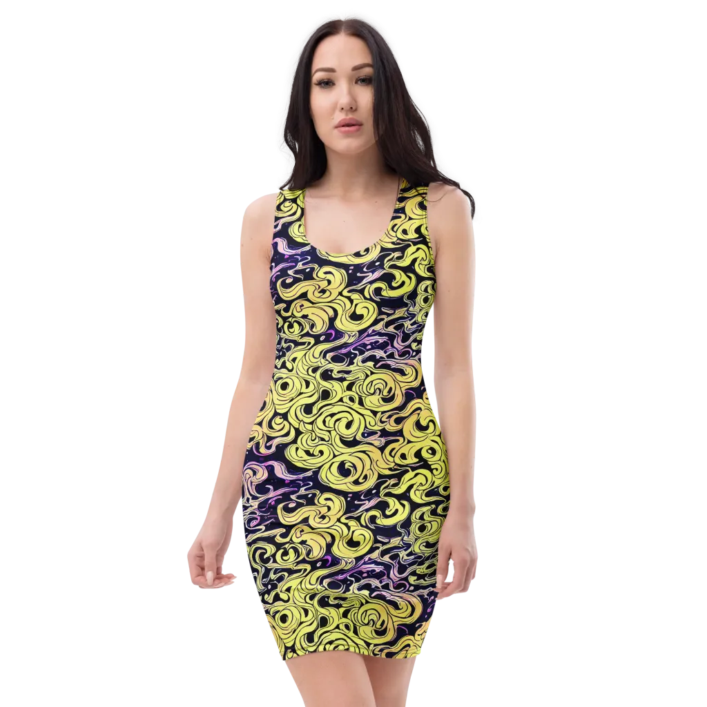 Lucid Swirl on Bodycon Dress — Front